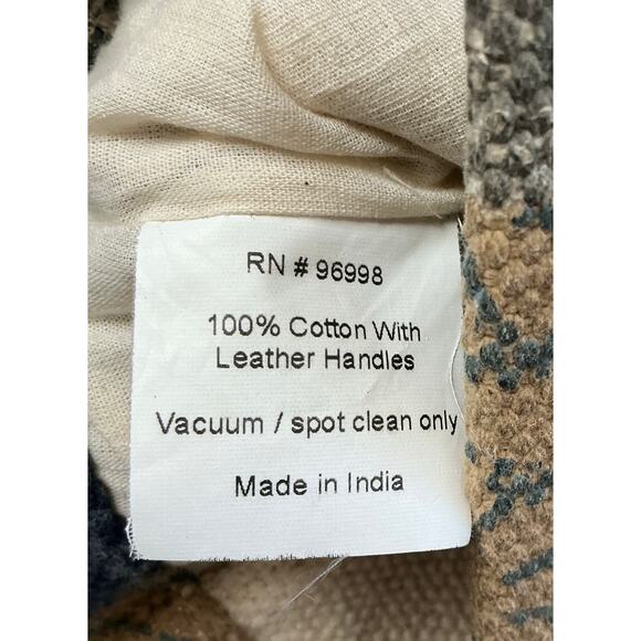 Signals Brand Unique Burlap Stamped Design Tote Bag Leather Handles Art - Picture 10 of 11